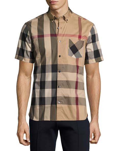 mens burberry ribbed short sleeve shirt|Burberry men's shirts 3x.